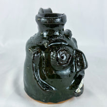 Load image into Gallery viewer, Mary &amp; Stanley Ferguson Small Dark Green 5-Teeth Ugly Face Jug
