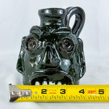 Load image into Gallery viewer, Mary &amp; Stanley Ferguson Small Dark Green 5-Teeth Ugly Face Jug
