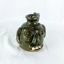 Load image into Gallery viewer, Mary &amp; Stanley Ferguson Small Moss Green 4-Teeth Ugly Face Jug
