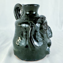 Load image into Gallery viewer, Mary &amp; Stanley Ferguson Small Dark Green 5-Teeth with Large Center Tooth Ugly Face Jug
