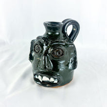 Load image into Gallery viewer, Mary &amp; Stanley Ferguson Small Dark Green 5-Teeth with Large Center Tooth Ugly Face Jug
