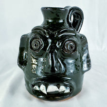 Load image into Gallery viewer, Mary &amp; Stanley Ferguson Small Dark Green 5-Teeth with Large Center Tooth Ugly Face Jug
