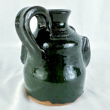 Load image into Gallery viewer, Mary &amp; Stanley Ferguson Small Dark Green 5-Teeth with Large Center Tooth Ugly Face Jug
