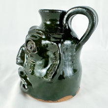 Load image into Gallery viewer, Mary &amp; Stanley Ferguson Small Dark Green 5-Teeth with Large Center Tooth Ugly Face Jug
