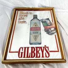 Load image into Gallery viewer, Vintage Gilbey&#39;s Gin &quot;Here&#39;s To More Gin Taste&quot; Bar Mirror Sign
