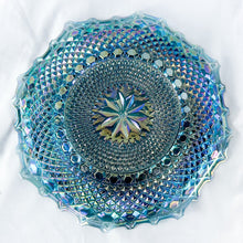 Load image into Gallery viewer, Vintage Indiana Glass Blue Carnival Glass Diamond Point Serving Bowl
