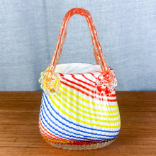 Load image into Gallery viewer, Vintage Murano Style Art Blue, Orange, Yellow Stripe Glass Purse
