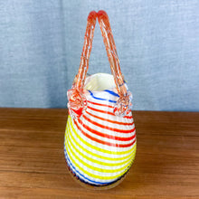 Load image into Gallery viewer, Vintage Murano Style Art Blue, Orange, Yellow Stripe Glass Purse
