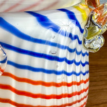 Load image into Gallery viewer, Vintage Murano Style Art Blue, Orange, Yellow Stripe Glass Purse
