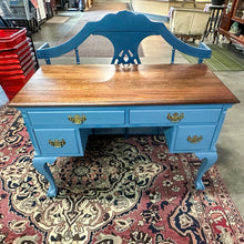 Load image into Gallery viewer, Custom Painted Blue Desk with Natural Wood Top, Local Pickup Only
