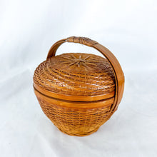 Load image into Gallery viewer, Vintage Chinese Wicker Lidded Sewing Basket
