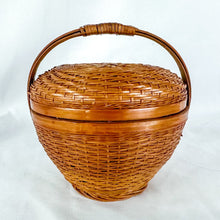 Load image into Gallery viewer, Vintage Chinese Wicker Lidded Sewing Basket
