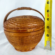 Load image into Gallery viewer, Vintage Chinese Wicker Lidded Sewing Basket
