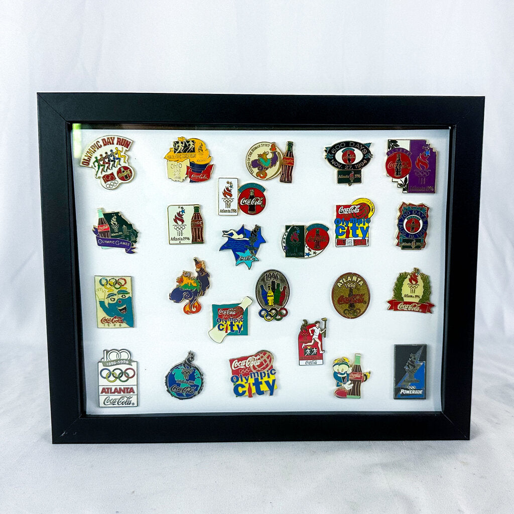 1996 Framed Coca-Cola Atlanta USA Summer Olympics Pin Display