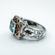 Load image into Gallery viewer, Vintage Art Deco Style Sterling Silver Gold-Plated Accent Topaz Solitaire Ring, Size 7
