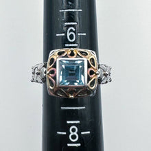 Load image into Gallery viewer, Vintage Art Deco Style Sterling Silver Gold-Plated Accent Topaz Solitaire Ring, Size 7
