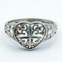 Load image into Gallery viewer, Vintage Sterling Silver Lace Cross Heart Ring, Size 9.5
