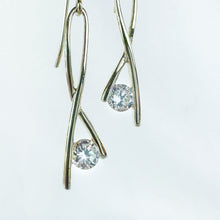 Load image into Gallery viewer, Vintage Gold-Toned Sterling Silver Clear Stone Dangling Earrings
