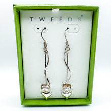 Load image into Gallery viewer, Vintage TWEEDS Sterling Silver Spiral &amp; Heart Dangling Earrings, Original Box
