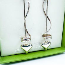 Load image into Gallery viewer, Vintage TWEEDS Sterling Silver Spiral &amp; Heart Dangling Earrings, Original Box
