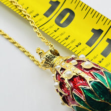 Load image into Gallery viewer, Red Lily of the Valley w/ Pearls Pendant with Chain
