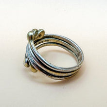 Load image into Gallery viewer, Vintage Sterling Silver Abstract Triple Band Gold-Tone Tipped Ring , Size 7.5
