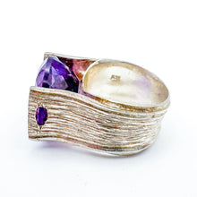 Load image into Gallery viewer, Vintage Sterling Silver Purple Stone Cocktail Ring, Size 6.5
