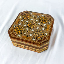 Load image into Gallery viewer, Vintage Wood &amp; Shell Mosaic Trinket Box
