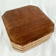 Load image into Gallery viewer, Vintage Wood &amp; Shell Mosaic Trinket Box
