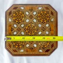 Load image into Gallery viewer, Vintage Wood &amp; Shell Mosaic Trinket Box
