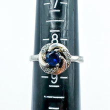 Load image into Gallery viewer, Vintage Sterling Silver Blue Stone Clear Stone Ring, Size 8.5
