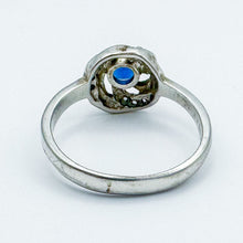 Load image into Gallery viewer, Vintage Sterling Silver Blue Stone Clear Stone Ring, Size 8.5
