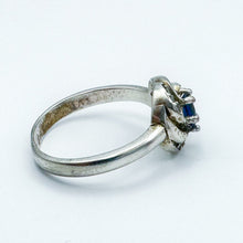 Load image into Gallery viewer, Vintage Sterling Silver Blue Stone Clear Stone Ring, Size 8.5
