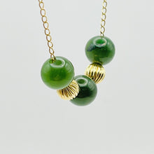 Load image into Gallery viewer, Necklace, 14k with Jade and Gold Fluted Beads, 18 inch
