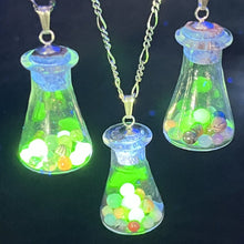 Load image into Gallery viewer, Necklace, Sterling, 18&quot;, Mini Hooper Marbles in Erlenmeyer Vial
