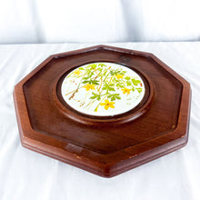 Load image into Gallery viewer, Vintage Floral Goodwood Glass Dome Octagonal Wood Cheese &amp; Cracker Tray
