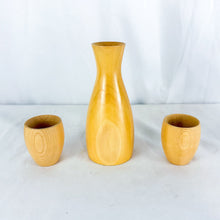 Load image into Gallery viewer, Vintage Japanese Hinoki Cypress Wood Sake Set (Tokkuri/Carafe &amp; 2 Ochokos/Cups)
