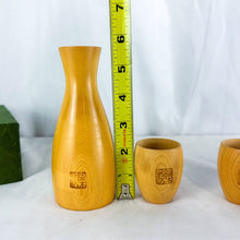 Load image into Gallery viewer, Vintage Japanese Hinoki Cypress Wood Sake Set (Tokkuri/Carafe &amp; 2 Ochokos/Cups)
