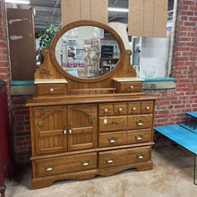 Load image into Gallery viewer, Vintage Victorian Style Oak High Dresser with Removable Mirror Shelf with Glove Drawers
