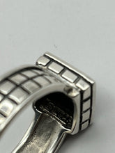 Load image into Gallery viewer, Ring, Sterling with Black Onyx Stone, Square Patterned Band, Size 10
