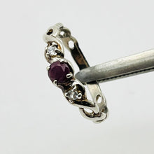 Load image into Gallery viewer, Ring, Sterling Silver, Ruby C quality, Clear Stones, Size 9
