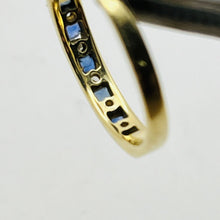 Load image into Gallery viewer, Ring, 14K Yellow Gold, Channel Set Sapphires and Diamonds, 11 Stones, Stackable, Size 6.75
