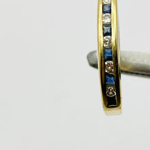 Load image into Gallery viewer, Ring, 14K Yellow Gold, Channel Set Sapphires and Diamonds, 11 Stones, Stackable, Size 6.75
