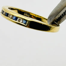 Load image into Gallery viewer, Ring, 14K Yellow Gold, Channel Set Sapphires and Diamonds, 11 Stones, Stackable, Size 6.75
