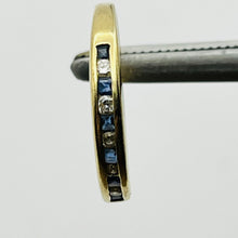 Load image into Gallery viewer, Ring, 14K Yellow Gold, Channel Set Sapphires and Diamonds, 11 Stones, Stackable, Size 6.75
