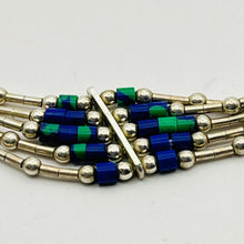 Load image into Gallery viewer, Bracelet, Sterling Silver, Liquid Silver and Azurite Beads
