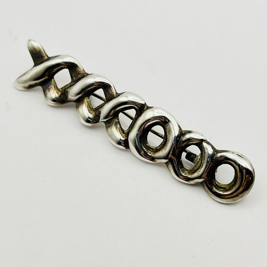 Brooch Pin, Sterling Silver, OOOXXX