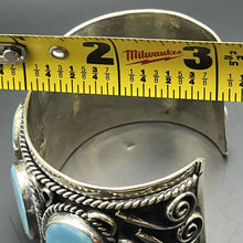 Load image into Gallery viewer, Bracelet, Cuff, Steel, Native American, with Five Flat Cabochons
