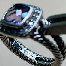 Load image into Gallery viewer, Ring, Sterling Silver, Amethyst and Diamond, David Yurman
