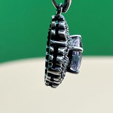 Load image into Gallery viewer, Necklace with Pendant, Sterling Silver, Amethyst and Hematite, Gothic Style, 17.5 inches
